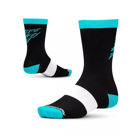 Ride Concepts Ride Every Day 8" ponožky - Black/Aqua