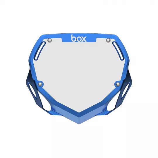 Box Two Number Plate LARGE - CHROME Blue