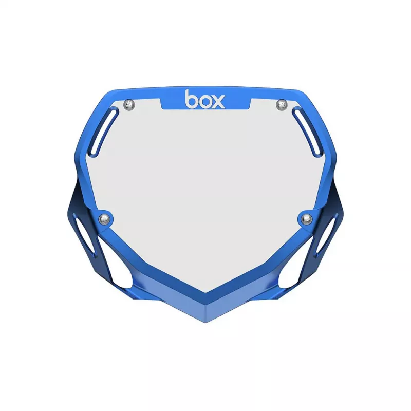 Box Two Number Plate LARGE - CHROME Blue