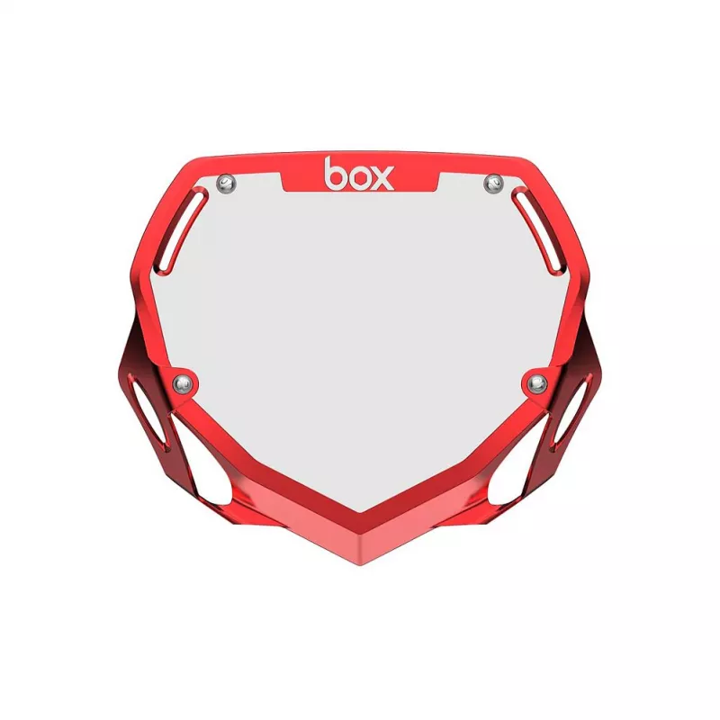 Box Two Number Plate LARGE - CHROME Red